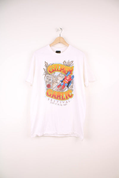 Vintage Gilroy Garlic Festival 1990 single stitch T-Shirt with graphic print on the front. 