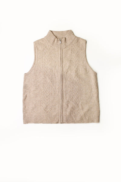 Vintage Pendleton tan knit vest with a collar and zip closure. 