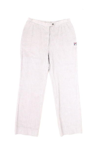  FILA high waisted corduroy trousers in grey, features embroidered logo on the hip